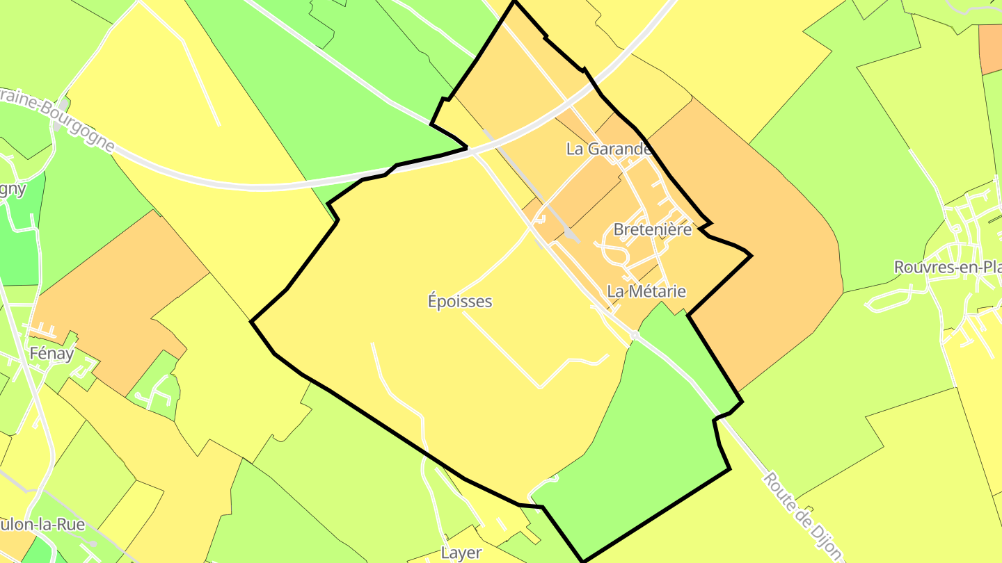 Carte des prix de l'immobilier Bretenière