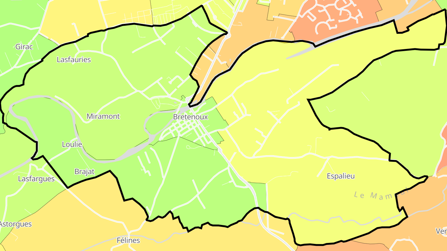 Carte des prix de l'immobilier Bretenoux