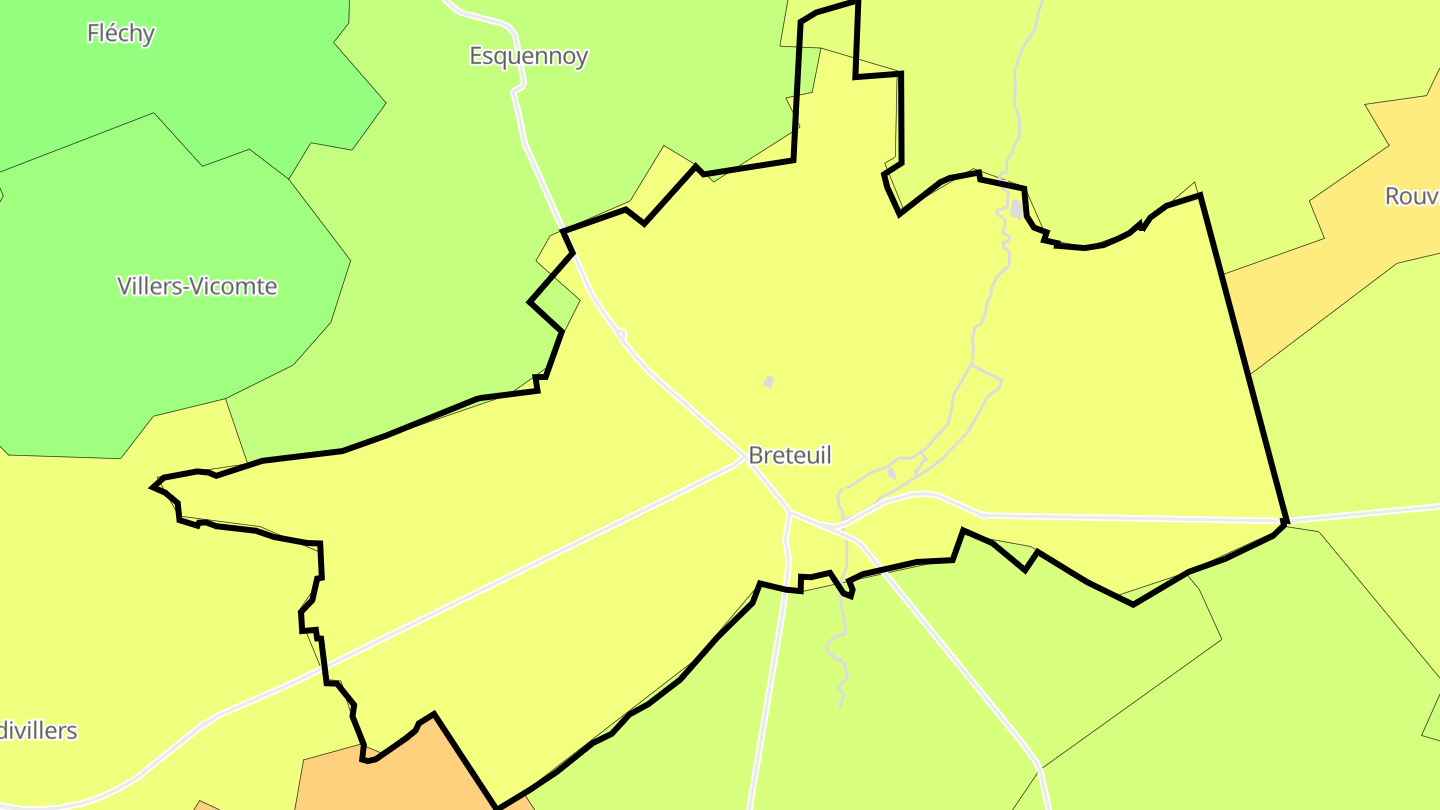 Carte des prix de l'immobilier Breteuil