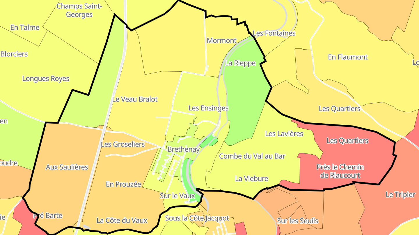 Carte des prix de l'immobilier Brethenay