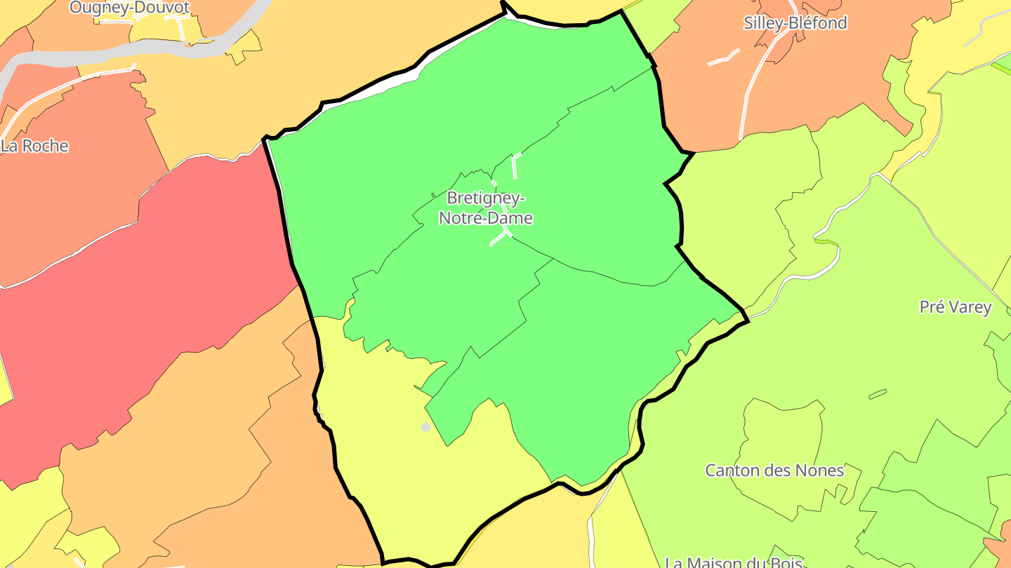 Carte des prix de l'immobilier Bretigney-Notre-Dame