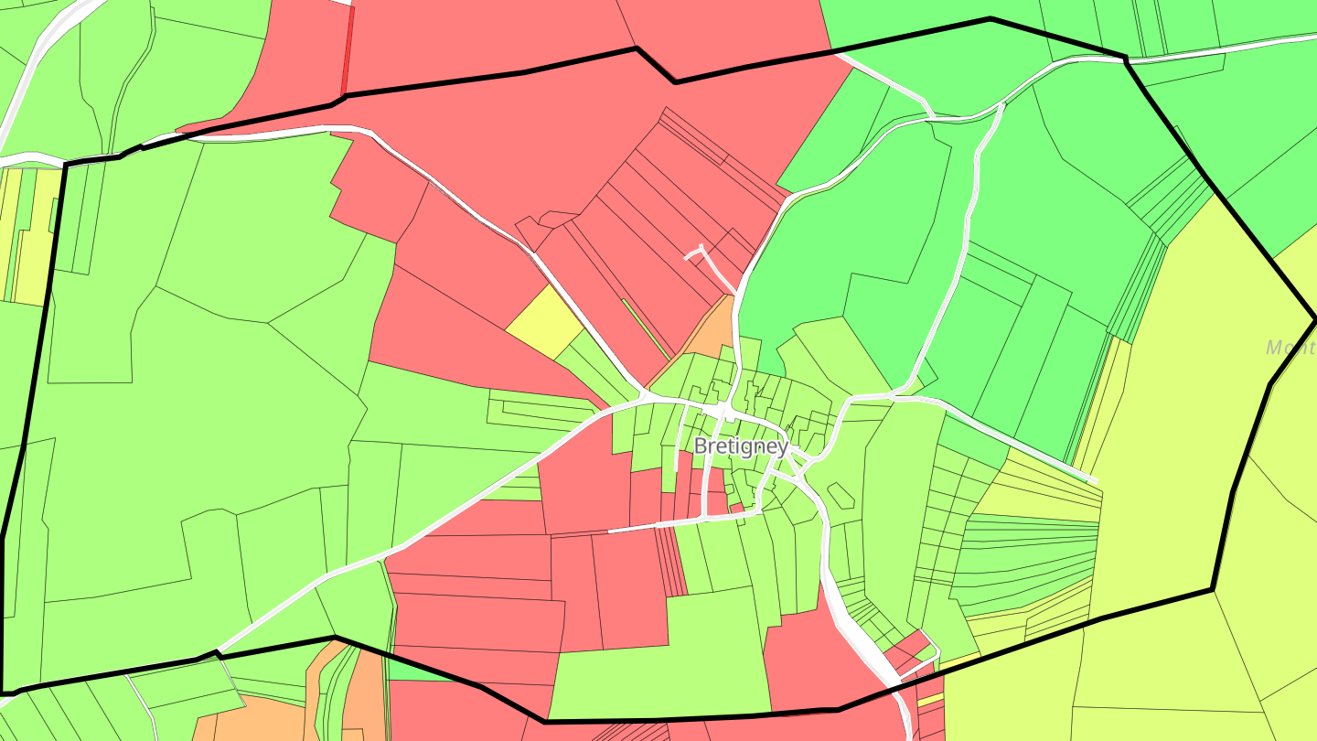 Carte des prix de l'immobilier Bretigney