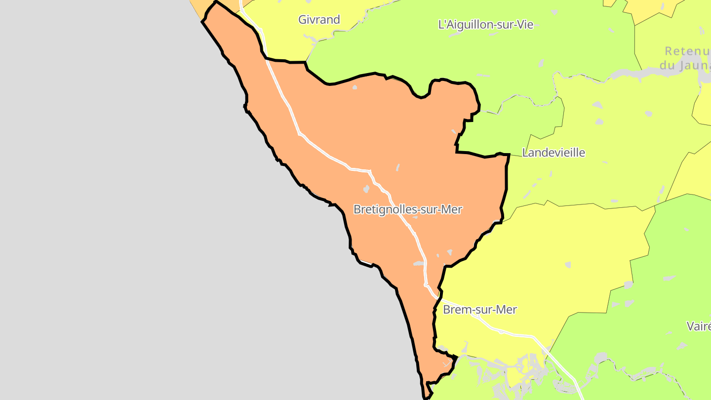 Carte des prix de l'immobilier Bretignolles-sur-Mer