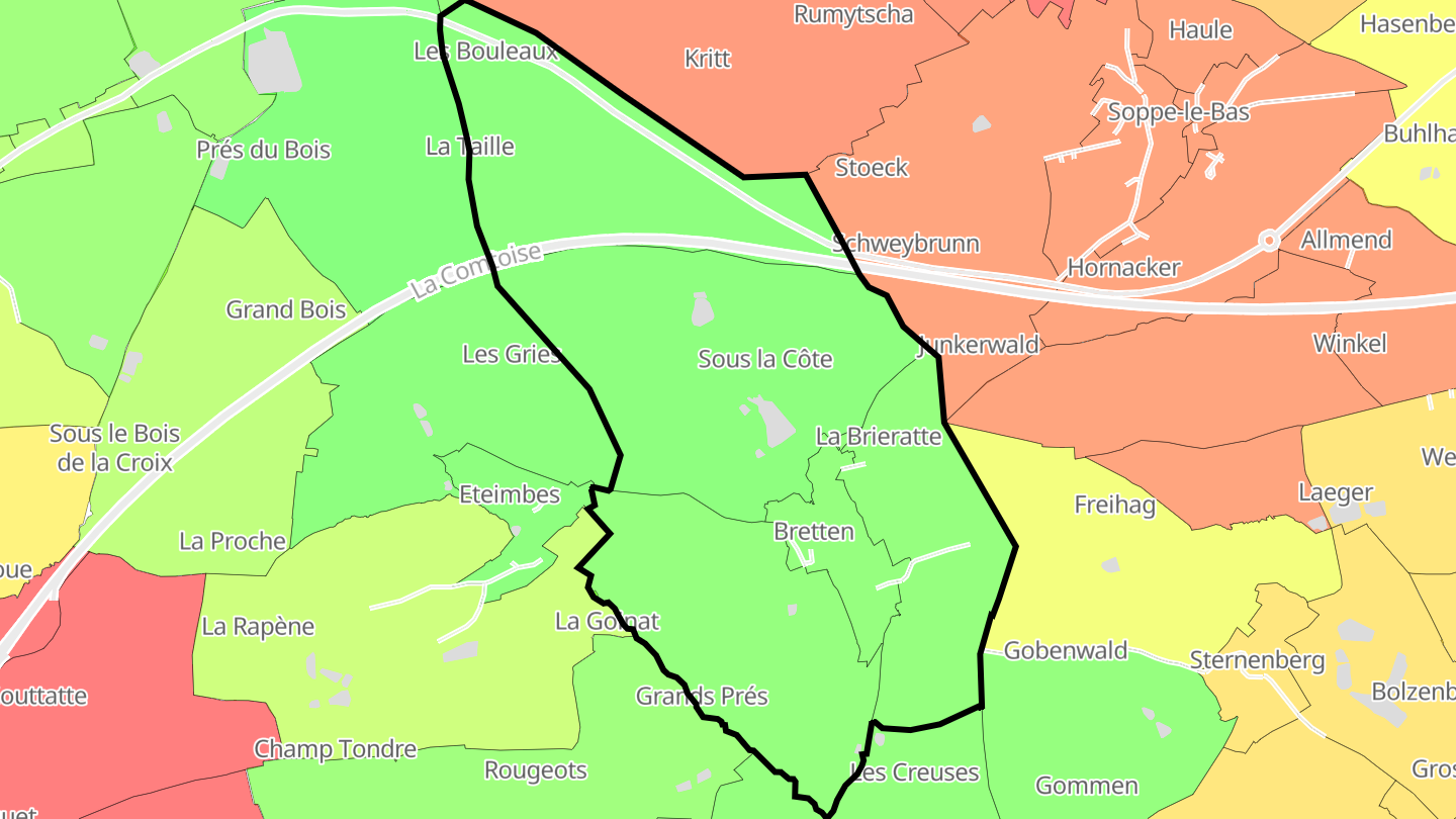 Carte des prix de l'immobilier Bretten