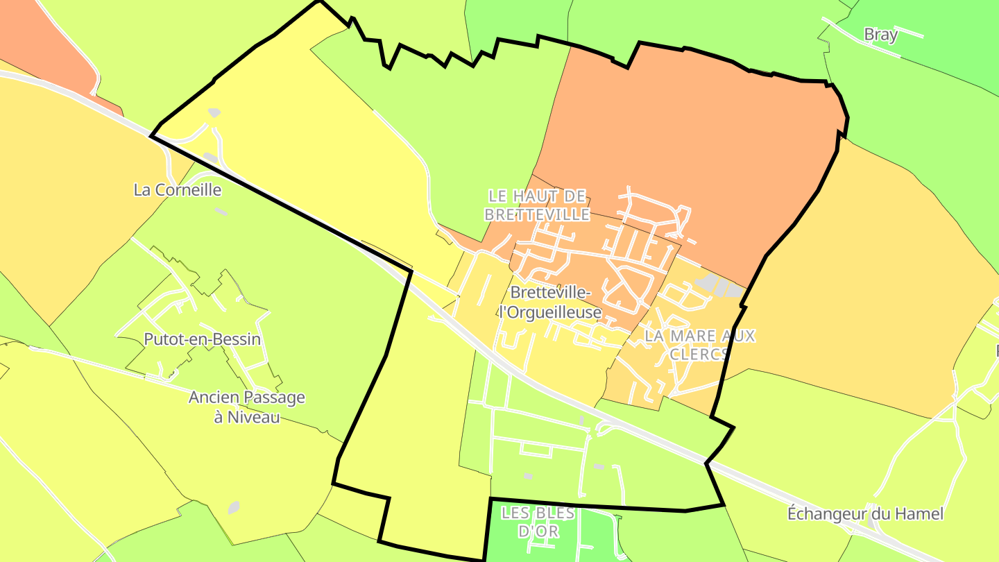 Carte des prix de l'immobilier Bretteville-l'Orgueilleuse