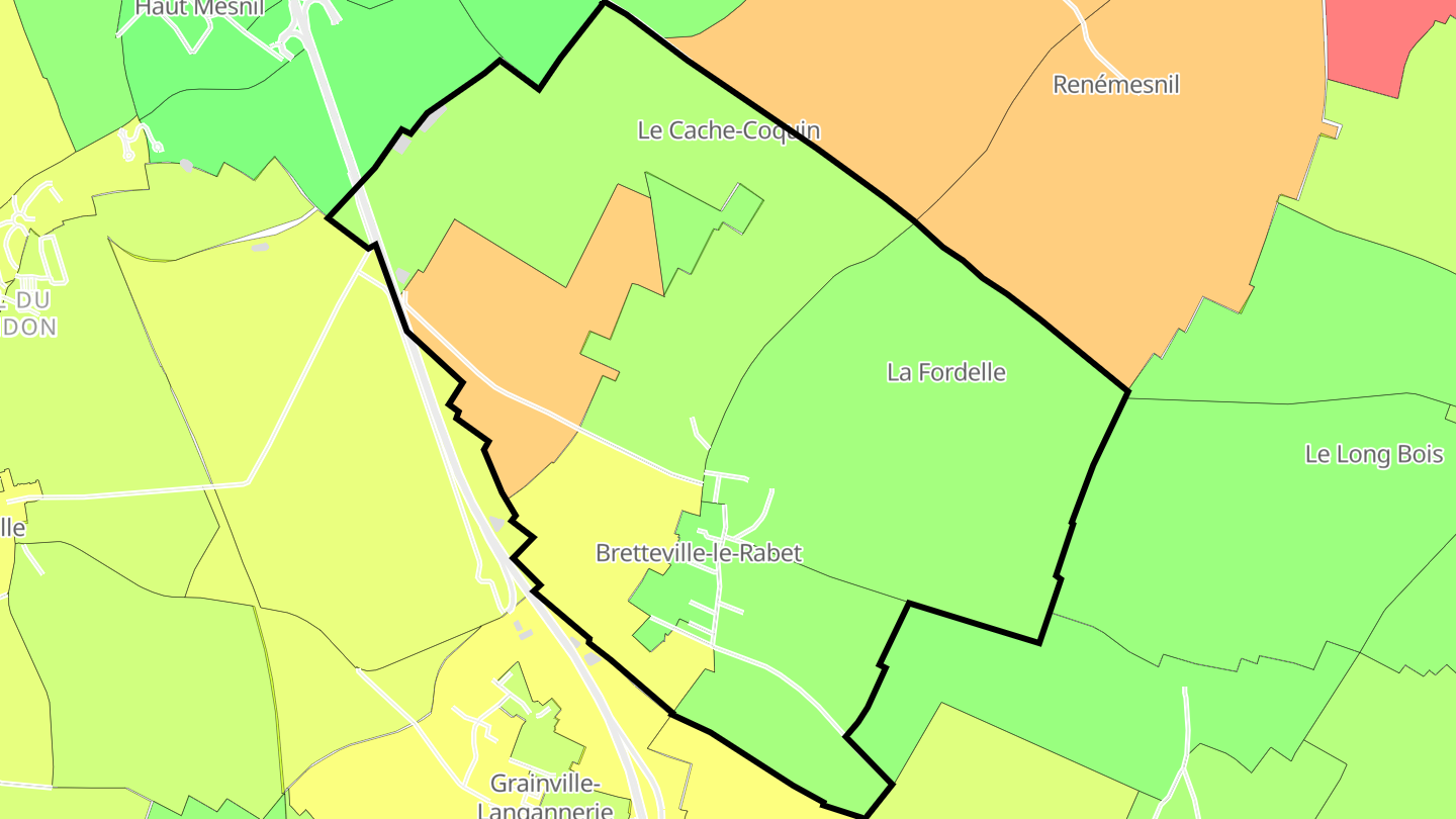 Carte des prix de l'immobilier Bretteville-le-Rabet