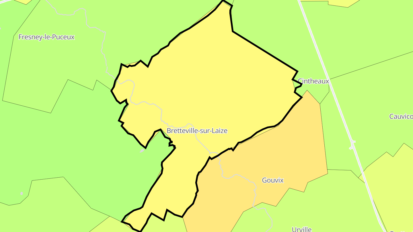Carte des prix de l'immobilier Bretteville-sur-Laize