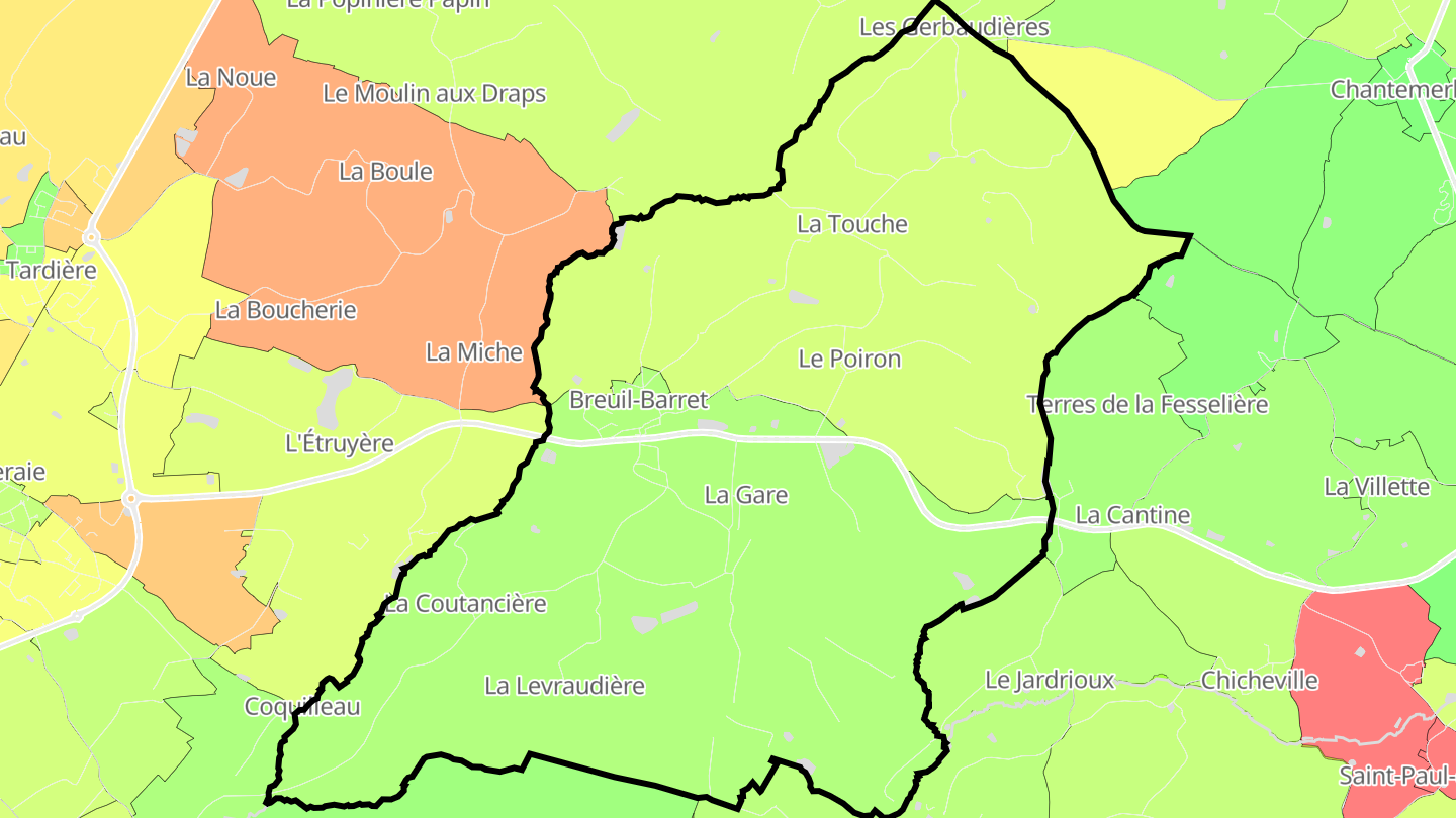 Carte des prix de l'immobilier Breuil-Barret
