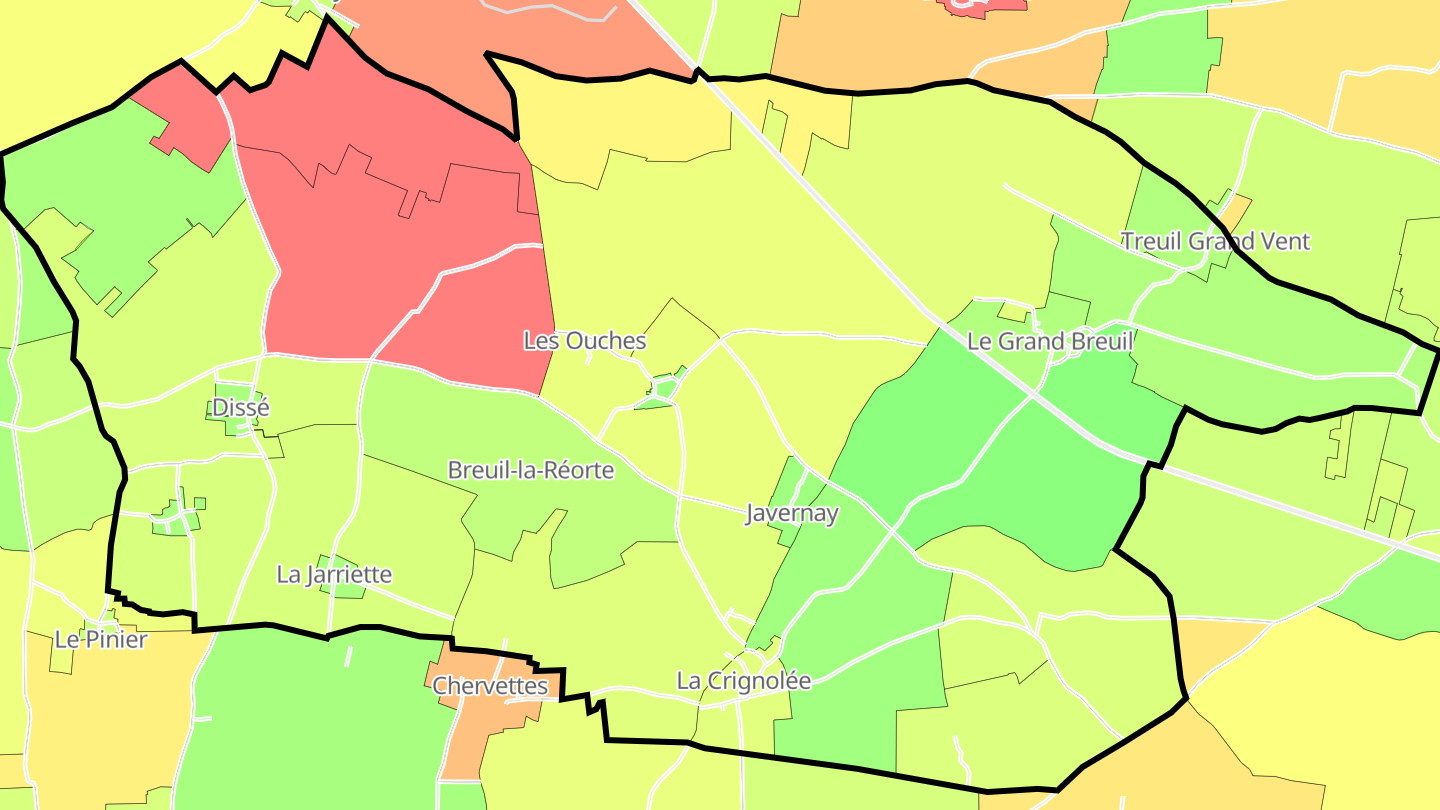Carte des prix de l'immobilier Breuil-la-Réorte