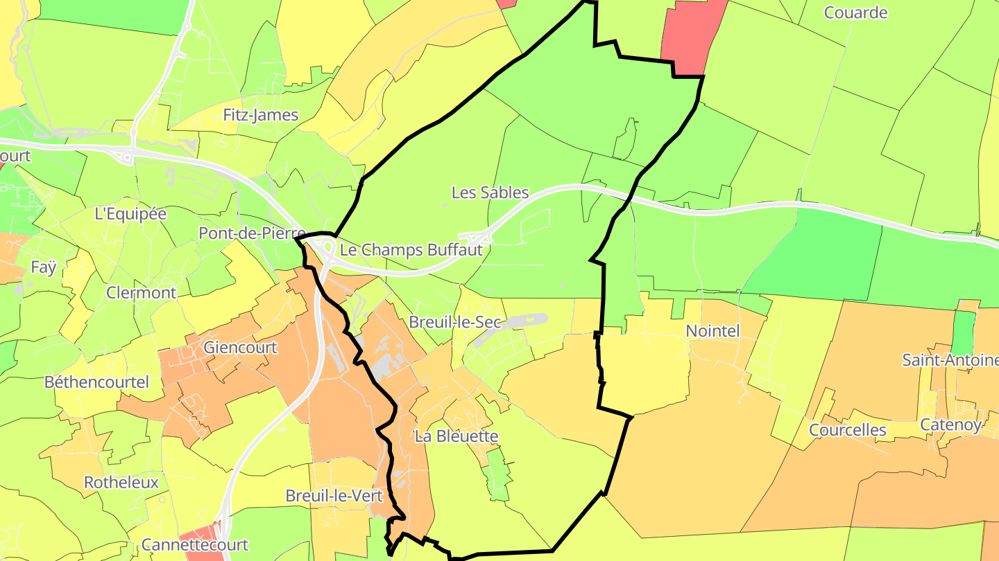 Carte des prix de l'immobilier Breuil-le-Sec