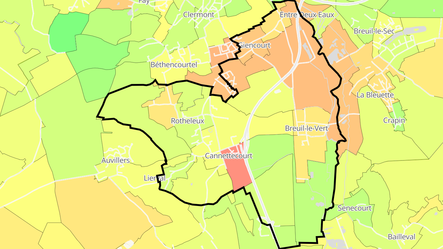 Carte des prix de l'immobilier Breuil-le-Vert