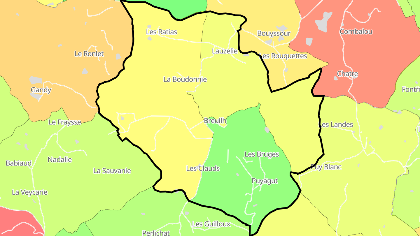 Carte des prix de l'immobilier Breuilh