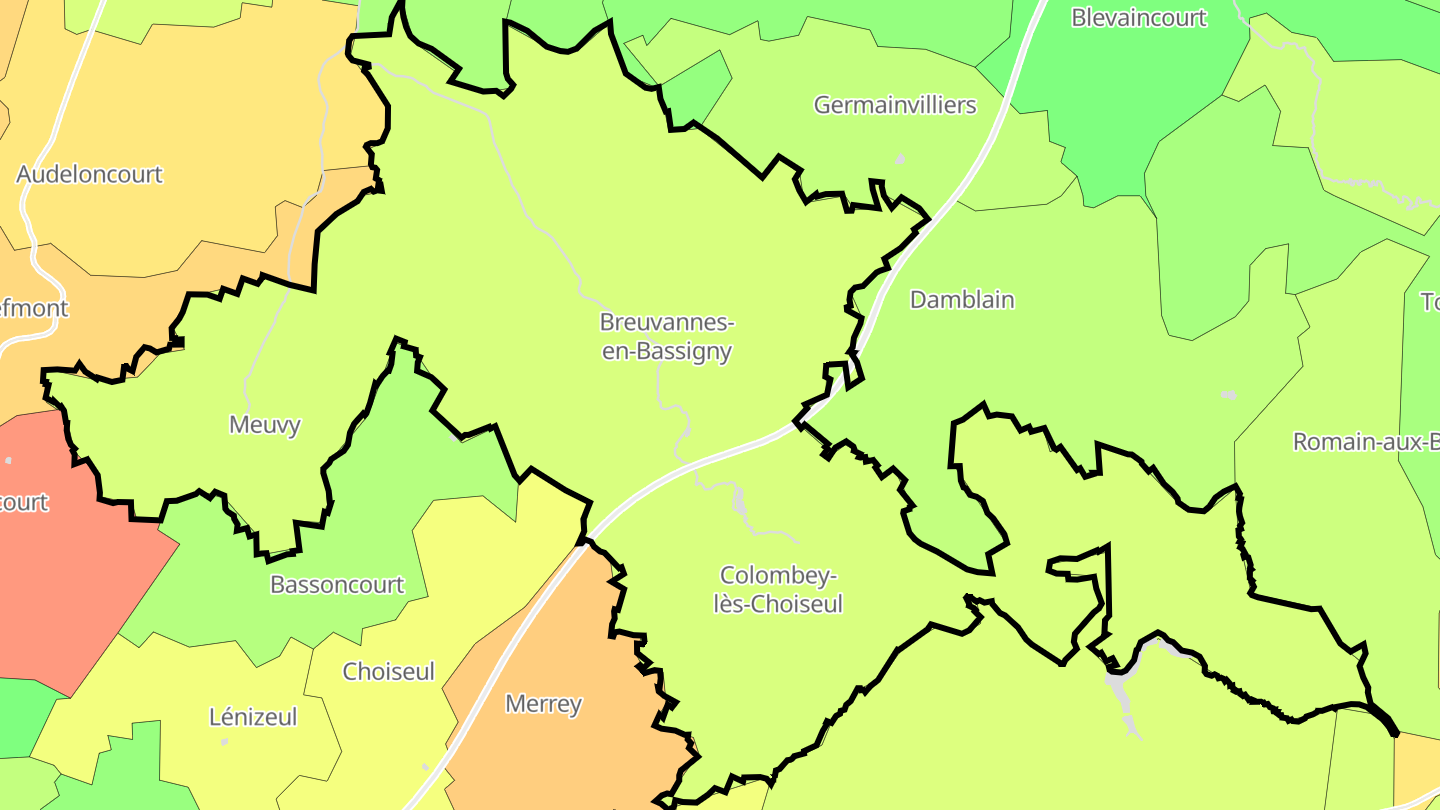 Carte des prix de l'immobilier Breuvannes-en-Bassigny
