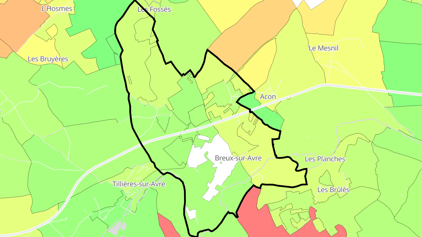 Carte des prix de l'immobilier Breux-sur-Avre