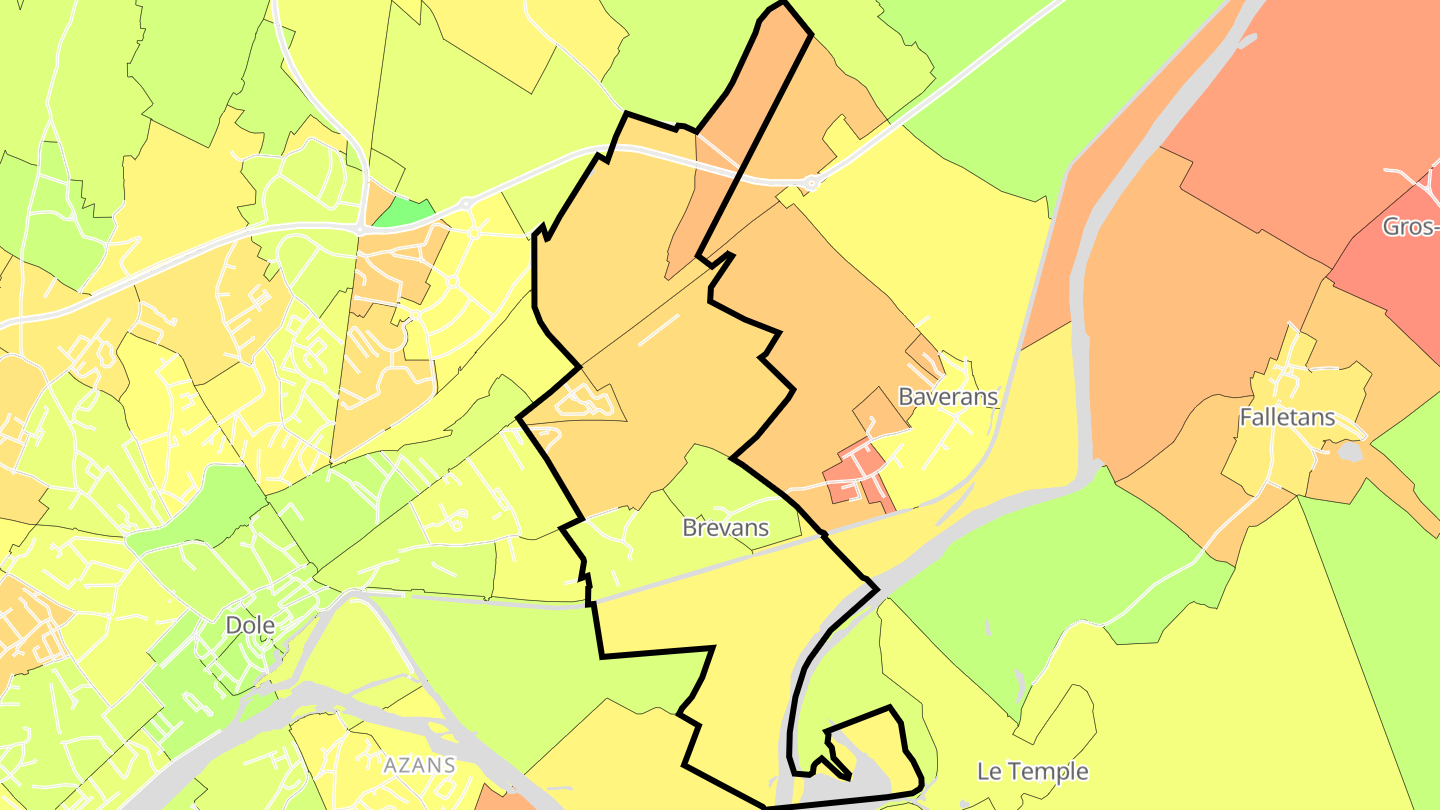 Carte des prix de l'immobilier Brevans