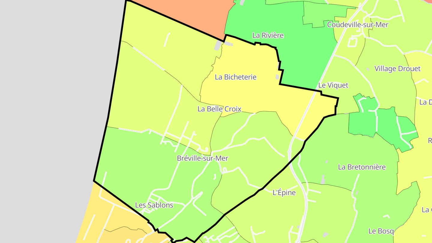 Carte des prix de l'immobilier Bréville-sur-Mer