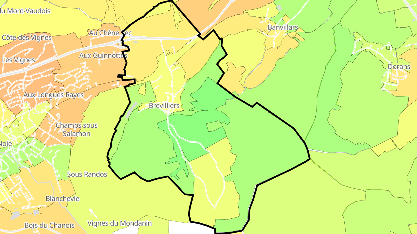 Carte des prix de l'immobilier Brevilliers