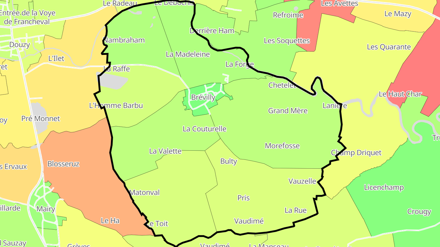 Carte des prix de l'immobilier Brévilly