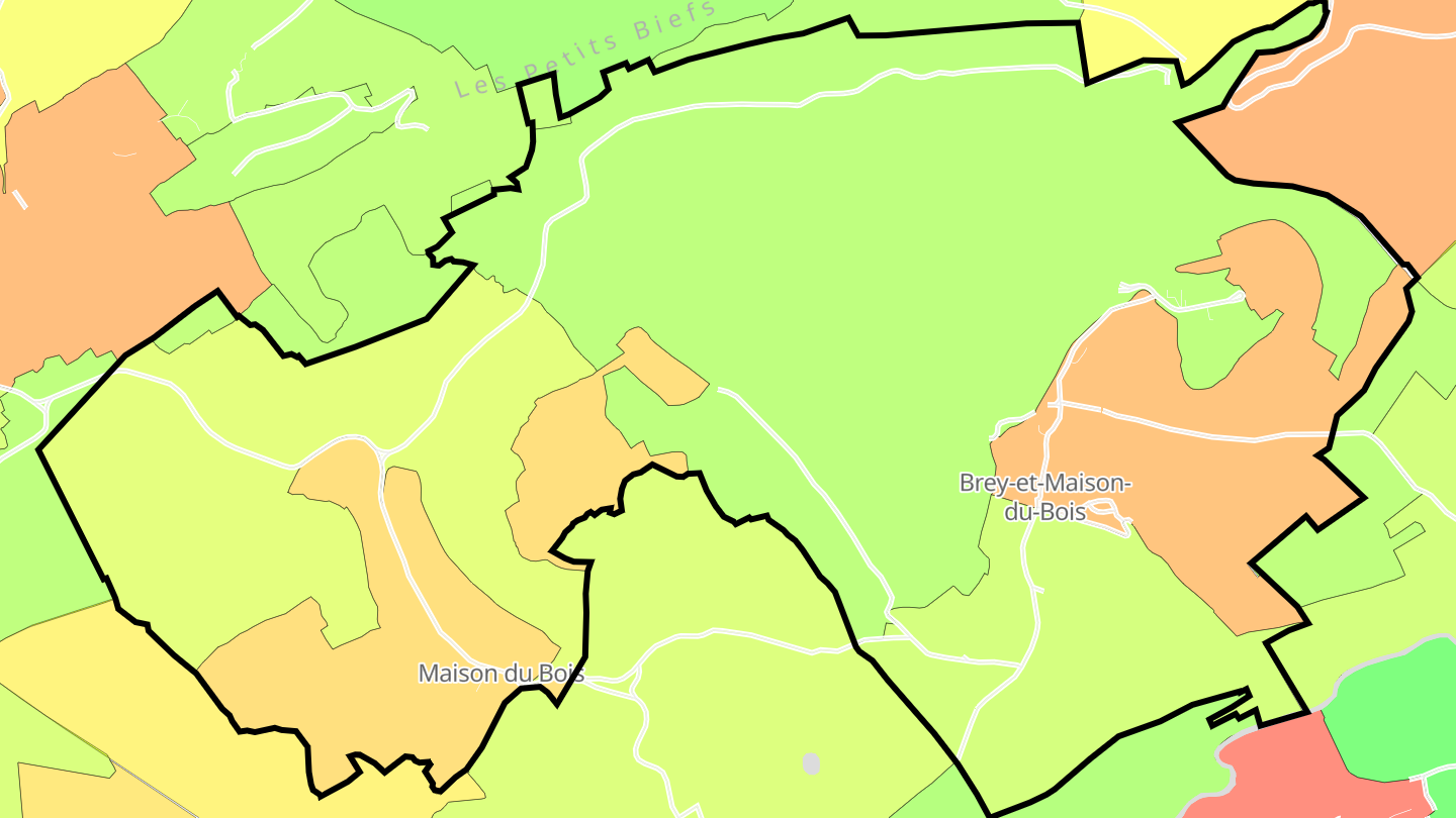Carte des prix de l'immobilier Brey-et-Maison-du-Bois