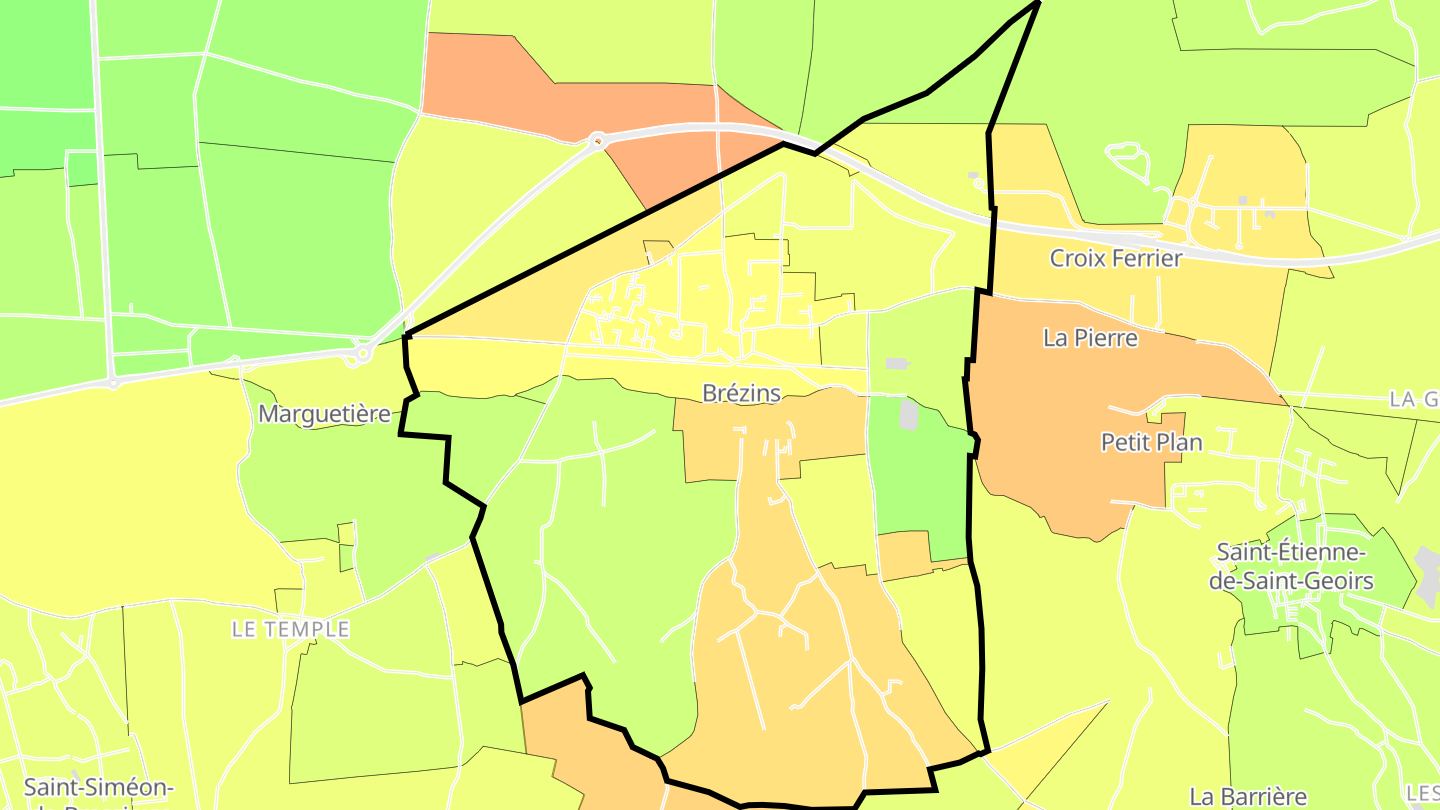 Carte des prix de l'immobilier Brézins