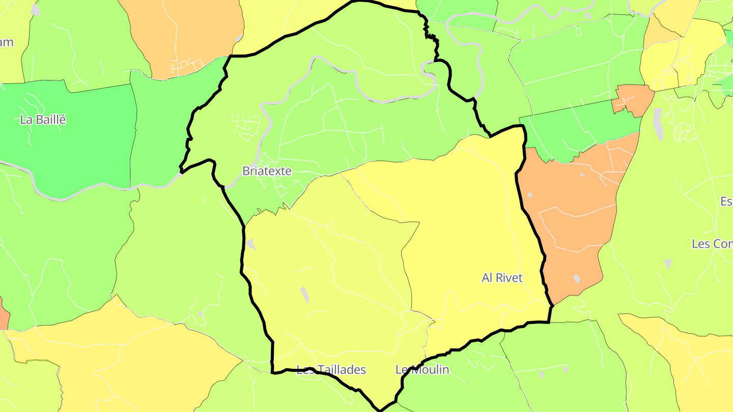 Carte des prix de l'immobilier Briatexte