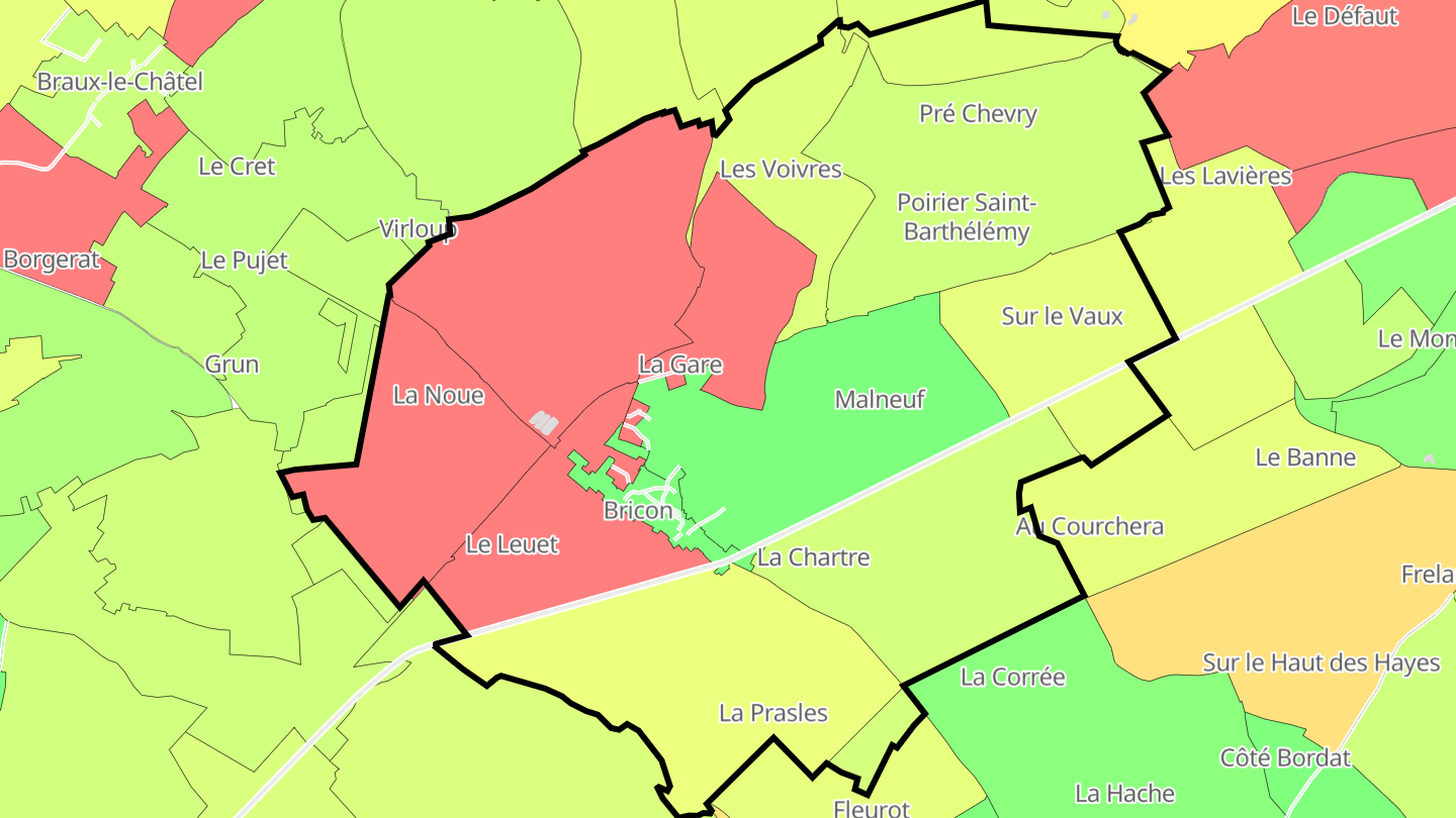 Carte des prix de l'immobilier Bricon
