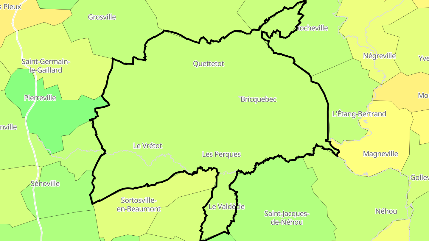 Carte des prix de l'immobilier Bricquebec-en-Cotentin