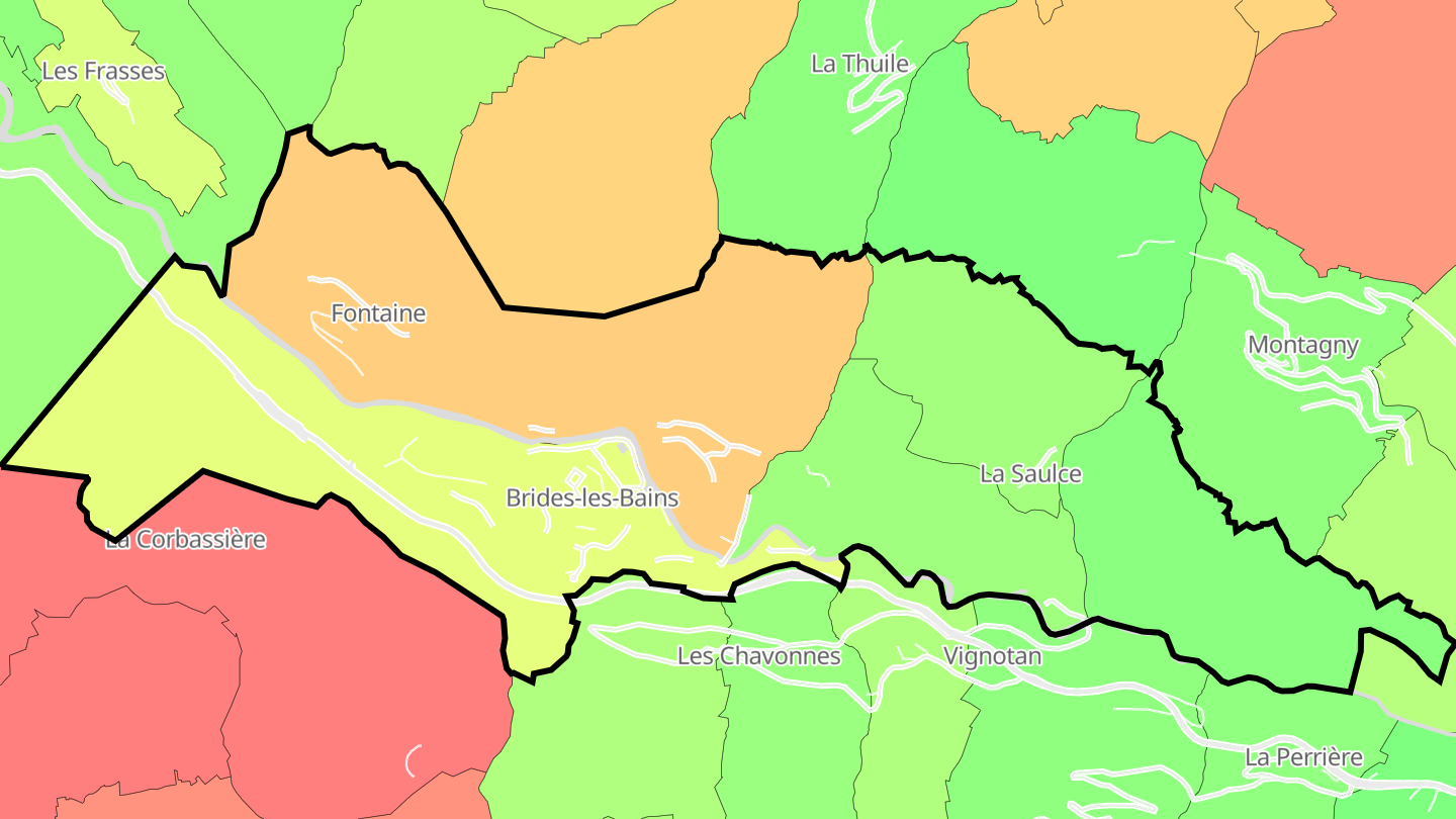 Carte des prix de l'immobilier Brides-les-Bains
