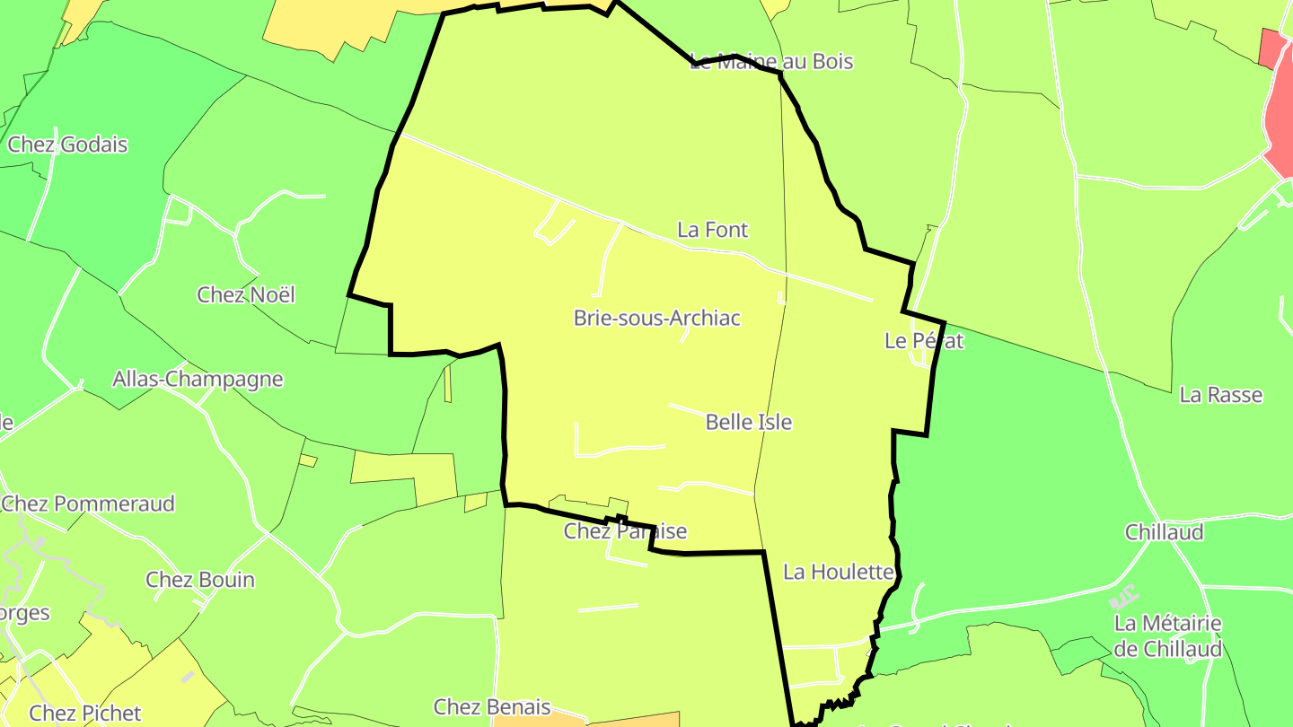 Carte des prix de l'immobilier Brie-sous-Archiac