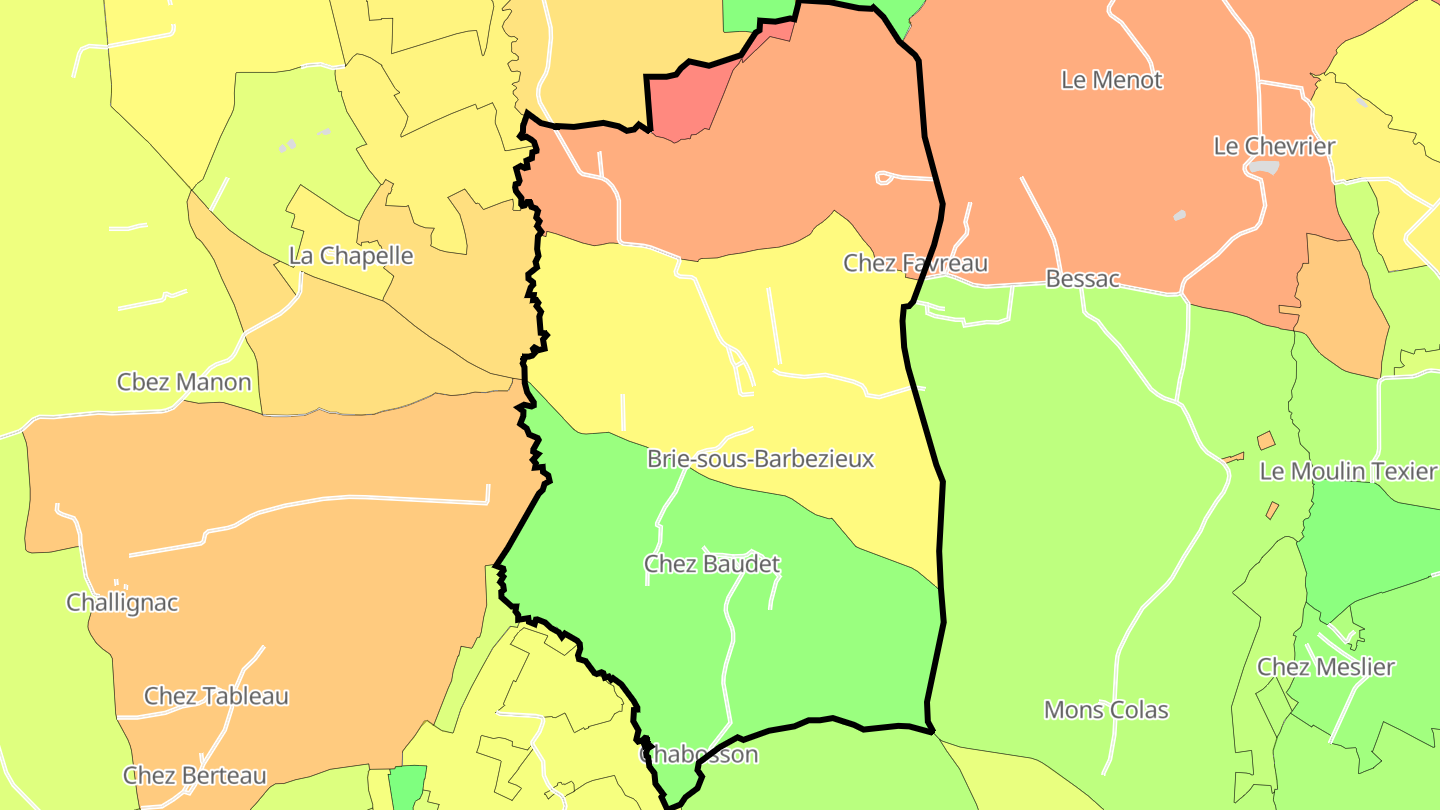 Carte des prix de l'immobilier Brie-sous-Barbezieux