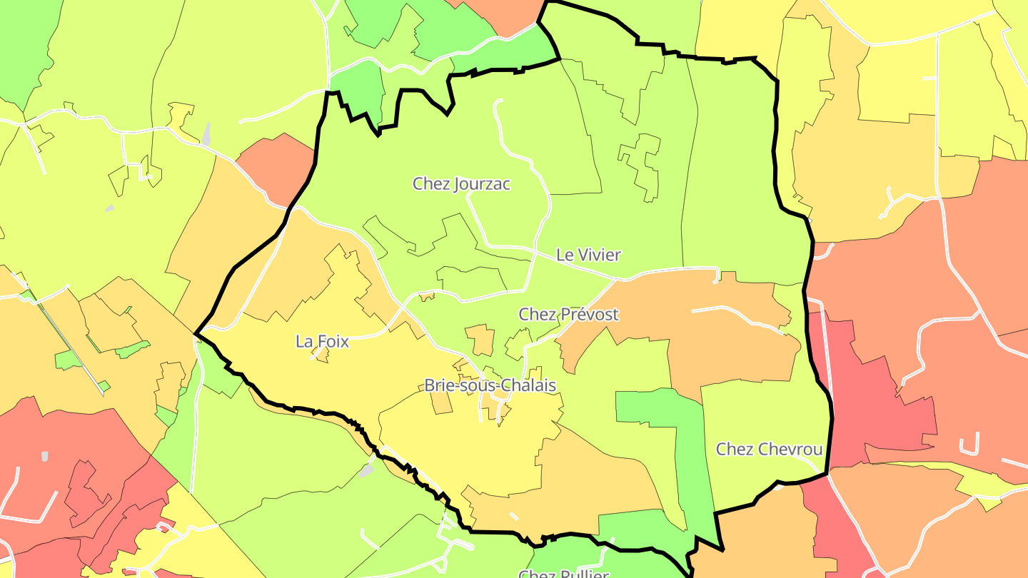 Carte des prix de l'immobilier Brie-sous-Chalais