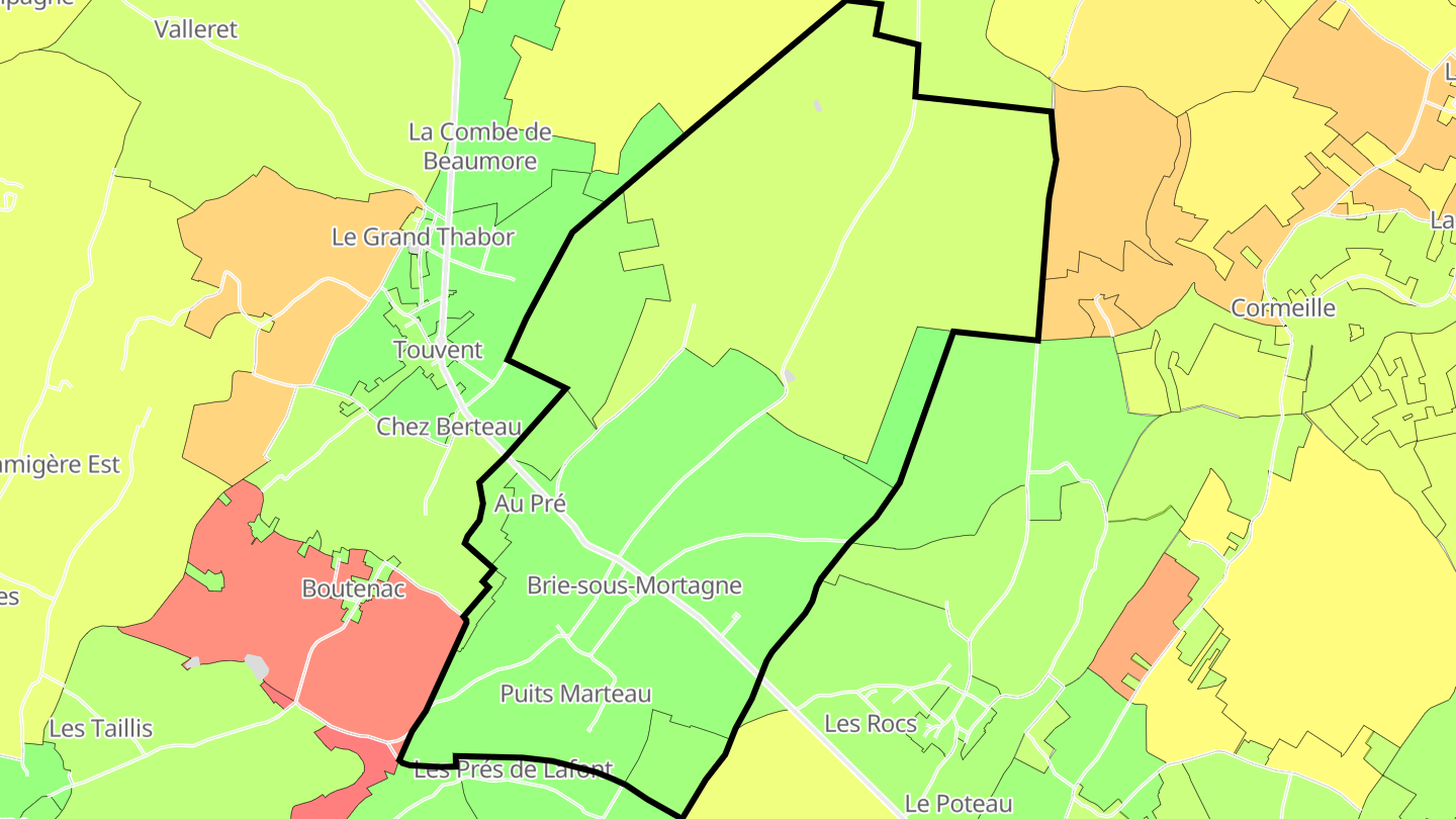 Carte des prix de l'immobilier Brie-sous-Mortagne