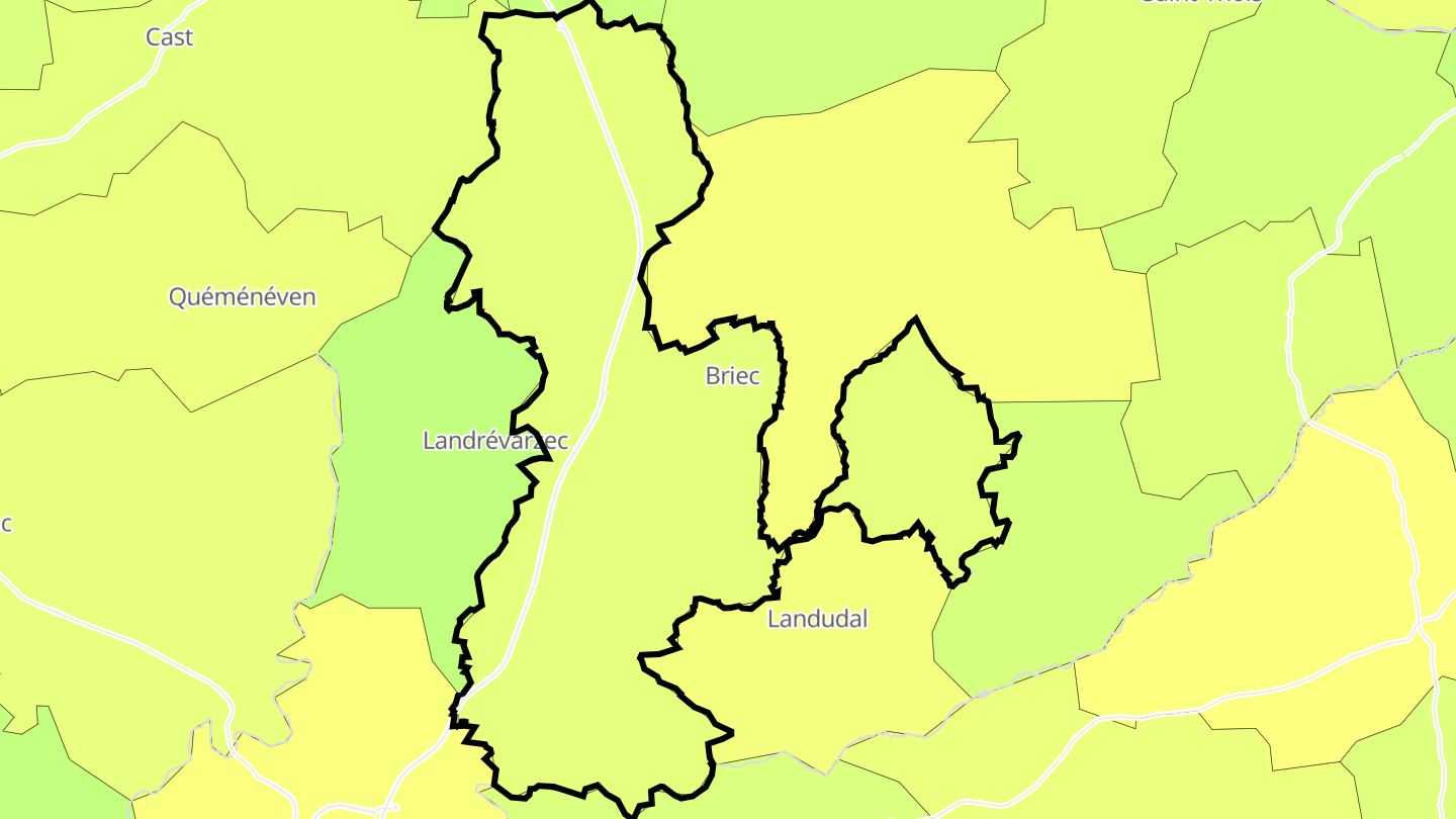 Carte des prix de l'immobilier Briec
