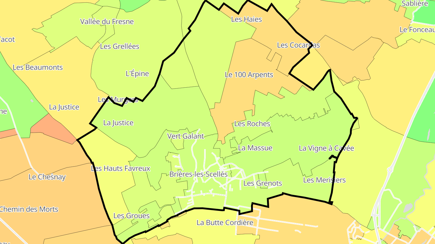 Carte des prix de l'immobilier Brières-les-Scellés