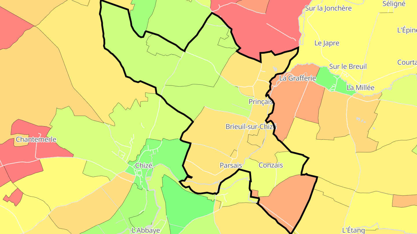 Carte des prix de l'immobilier Brieuil-sur-Chizé