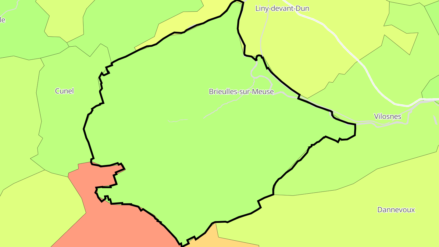 Carte des prix de l'immobilier Brieulles-sur-Meuse