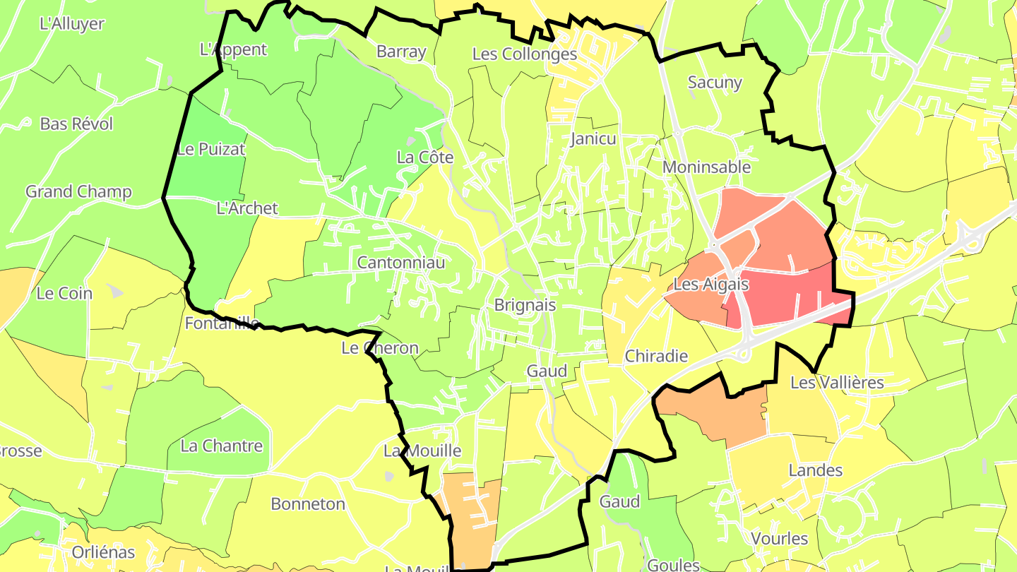 Carte des prix de l'immobilier Brignais