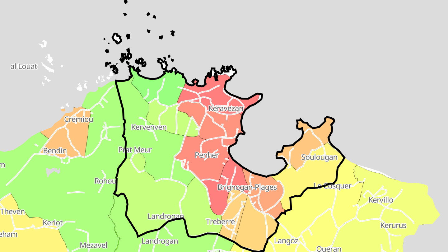 Carte des prix de l'immobilier Brignogan-Plages