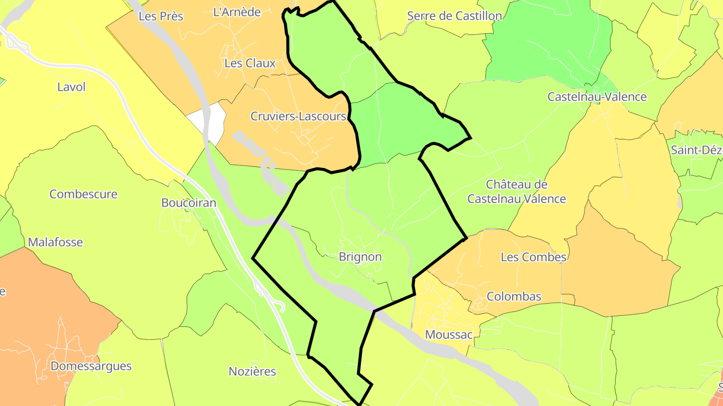 Carte des prix de l'immobilier Brignon