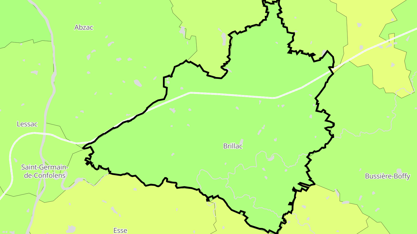 Carte des prix de l'immobilier Brillac