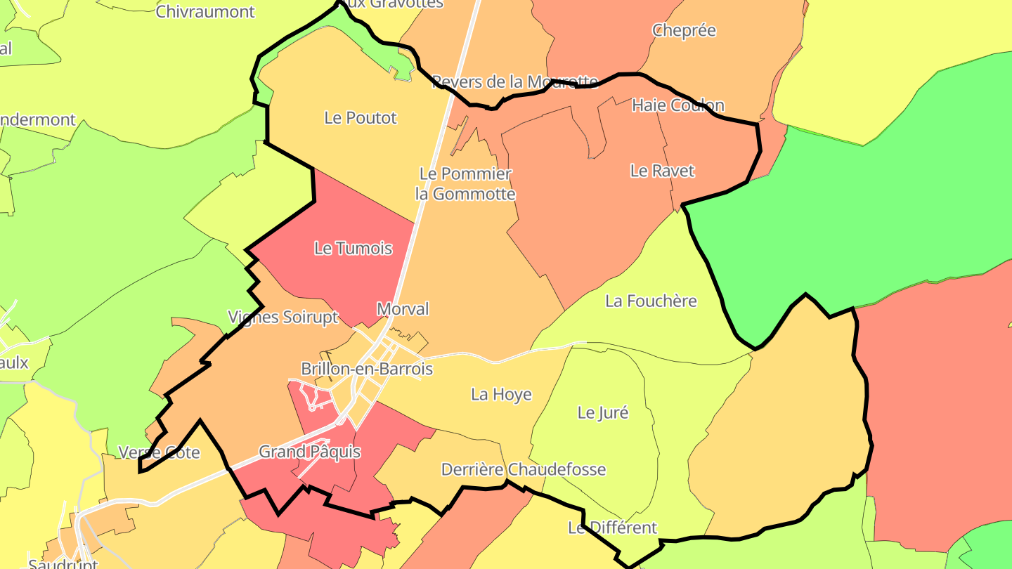 Carte des prix de l'immobilier Brillon-en-Barrois