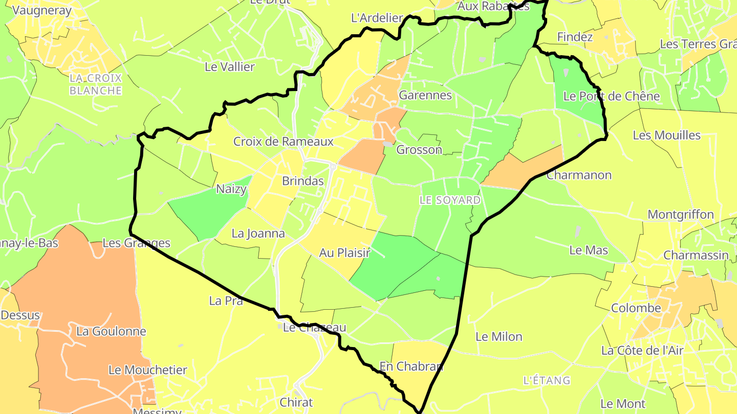 Carte des prix de l'immobilier Brindas