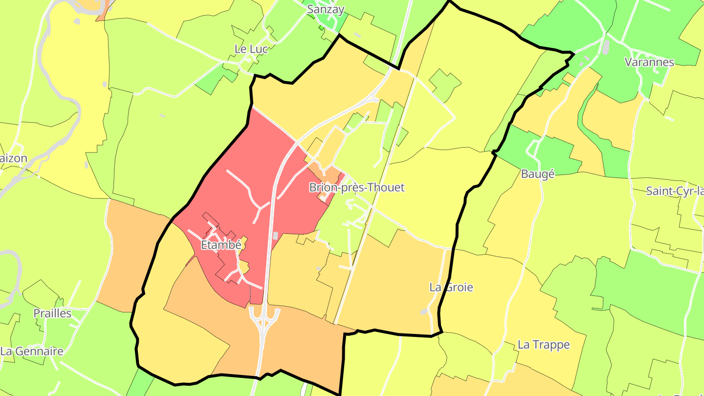 Carte des prix de l'immobilier Brion-près-Thouet