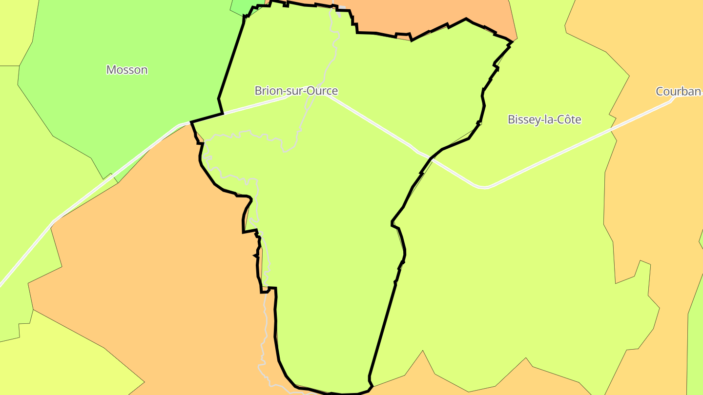 Carte des prix de l'immobilier Brion-sur-Ource