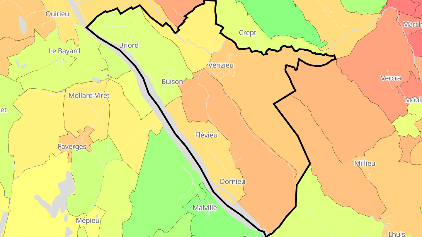 Carte des prix de l'immobilier Briord