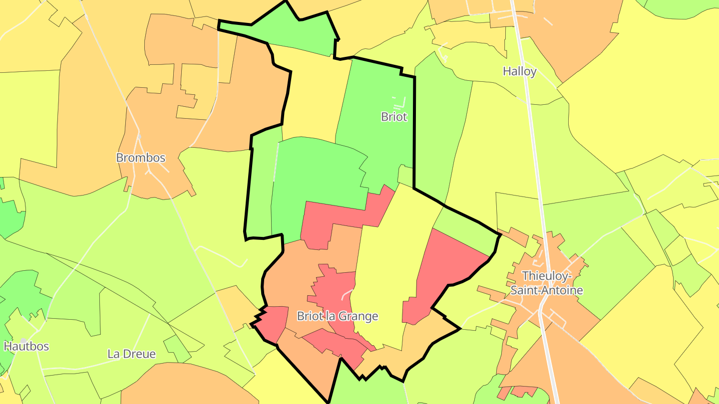 Carte des prix de l'immobilier Briot