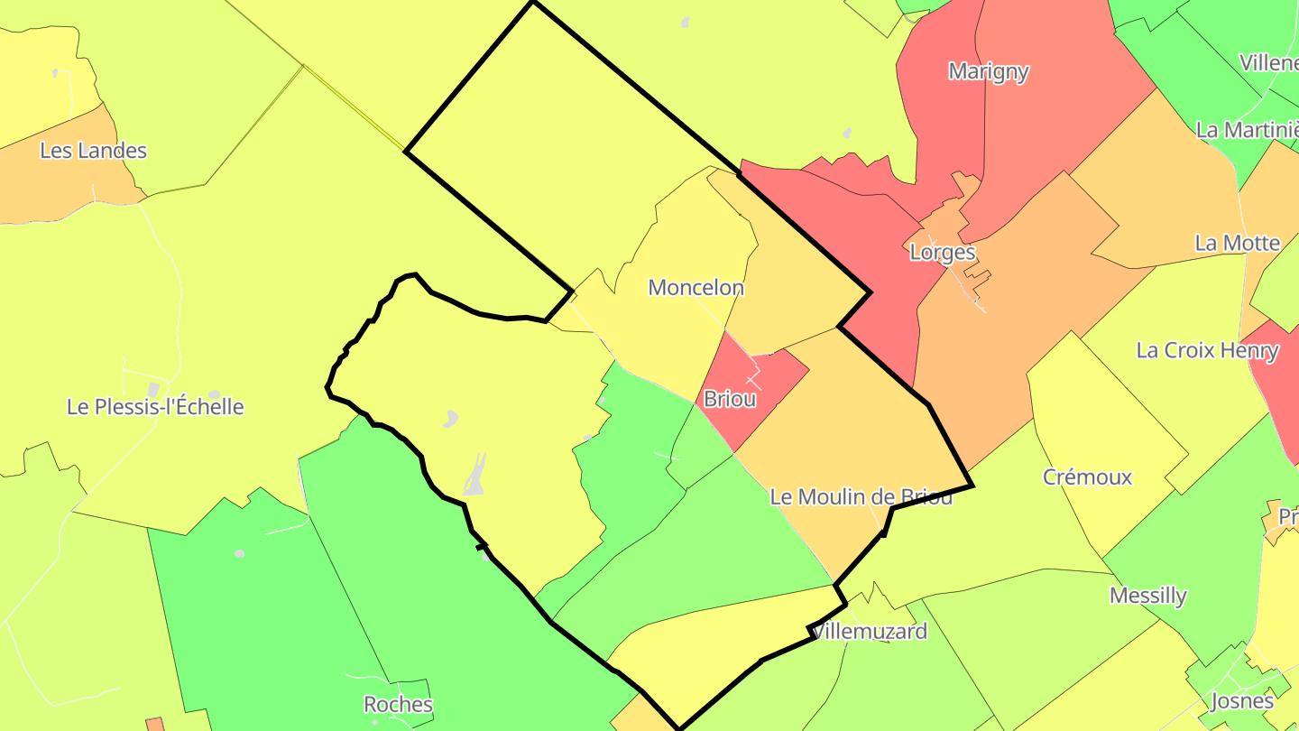Carte des prix de l'immobilier Briou