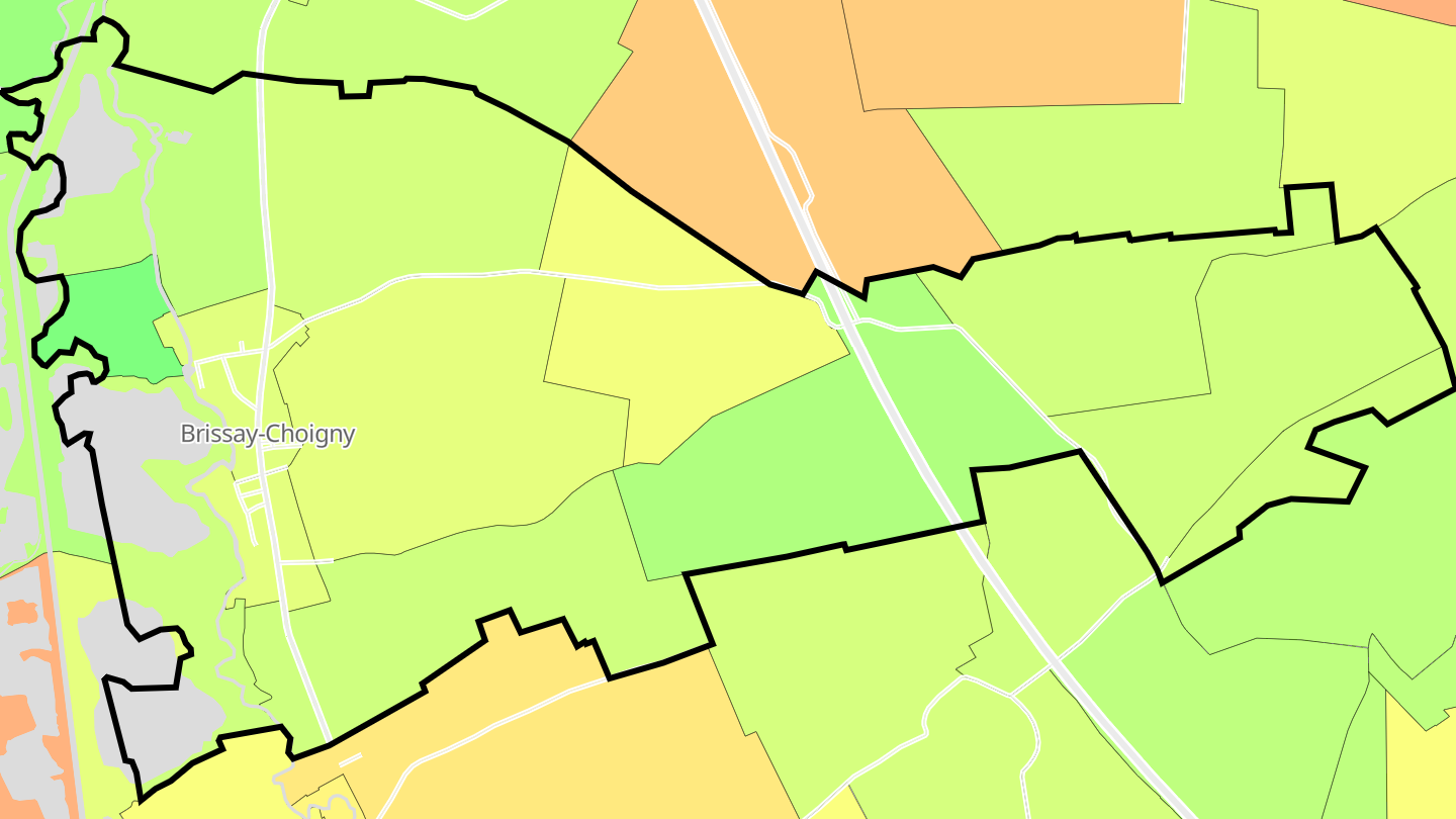 Carte des prix de l'immobilier Brissay-Choigny