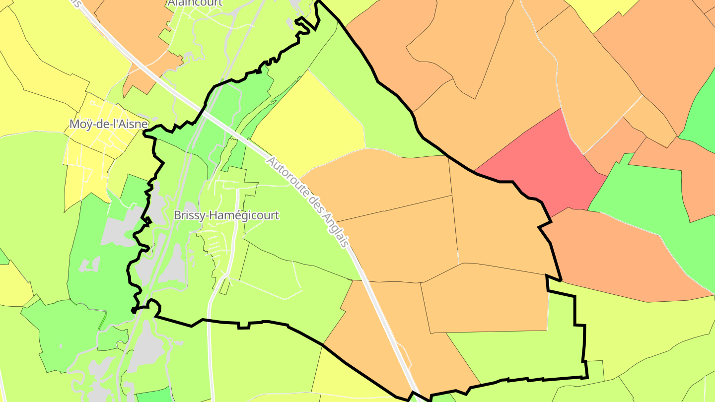 Carte des prix de l'immobilier Brissy-Hamégicourt