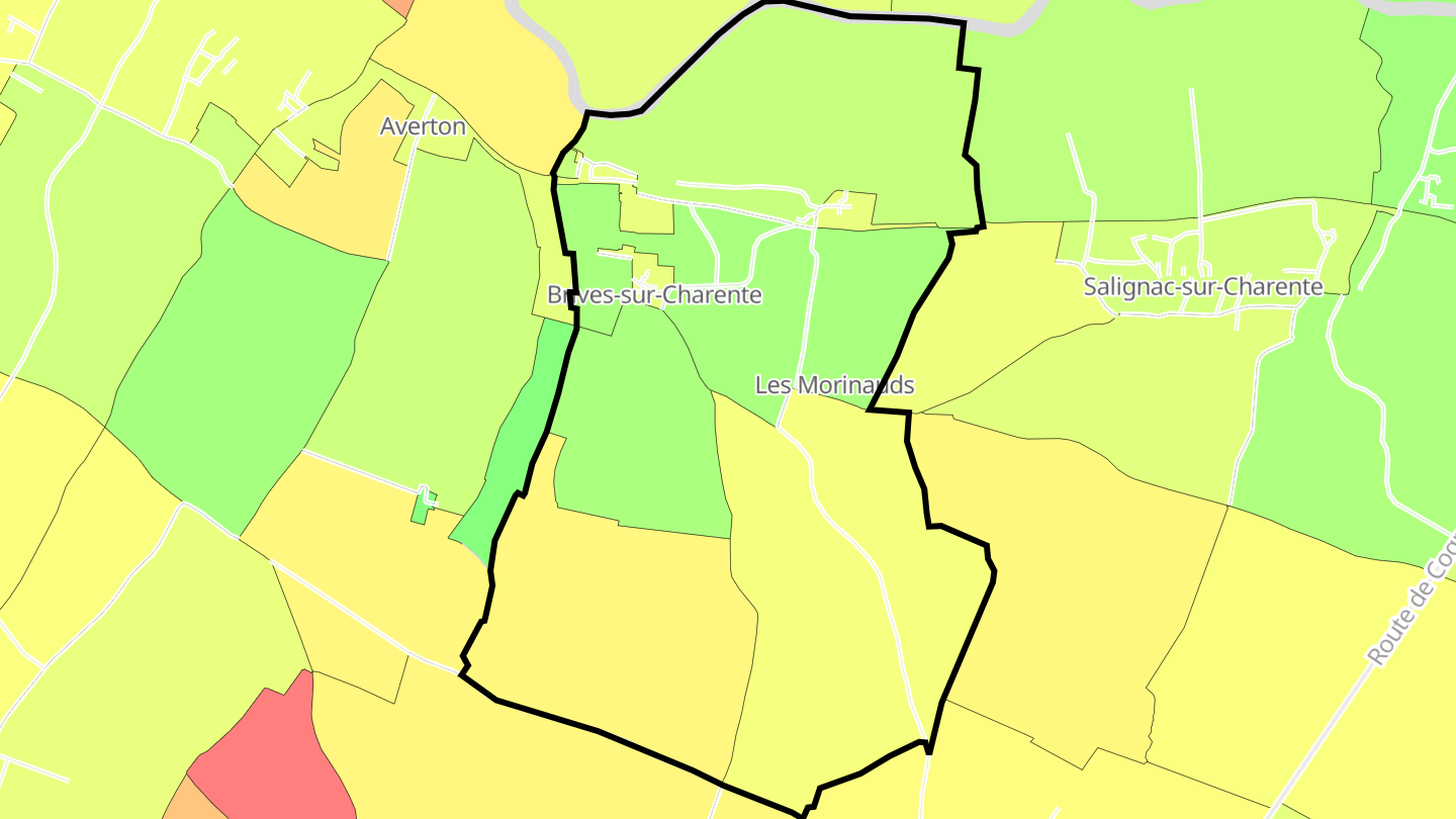 Carte des prix de l'immobilier Brives-sur-Charente